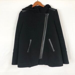 Maje Wool Cashmere Coat Hooded Black Size EUR 38/US 6